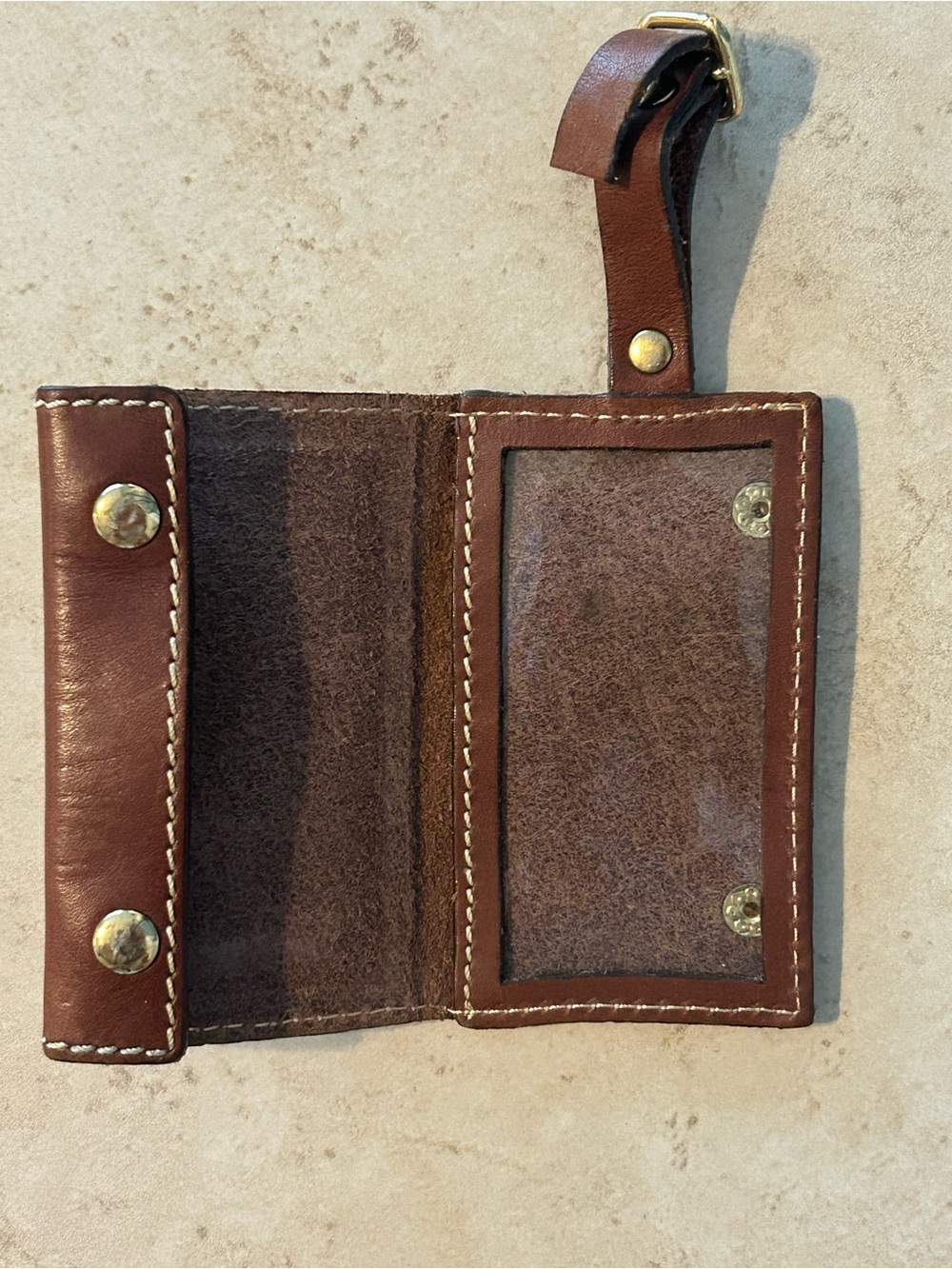 Hartmann Brown Leather Luggage bag Tag snap